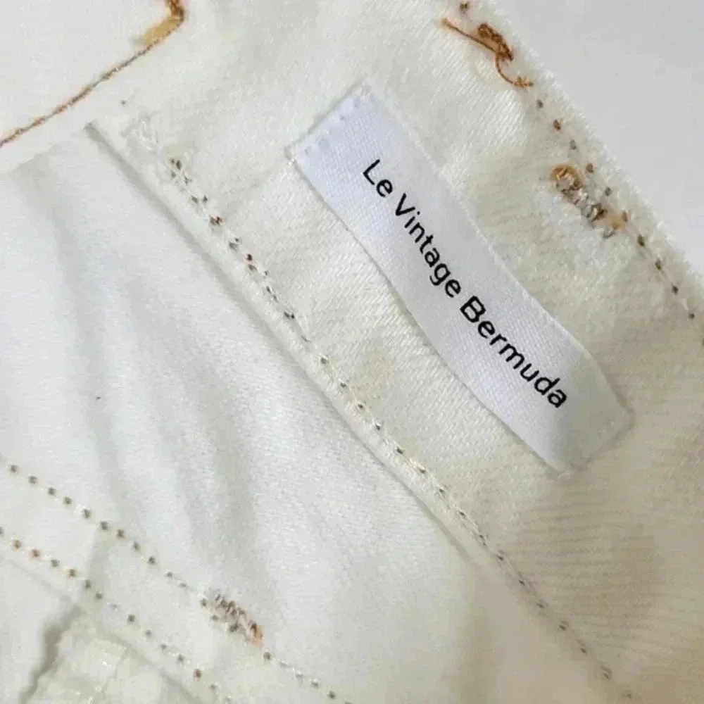 Frame La Vintage Bermuda long denim white shorts